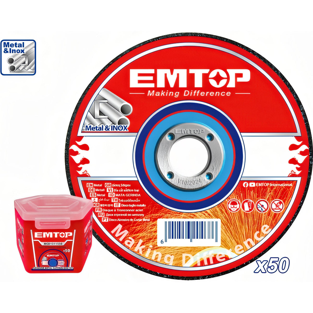 Amoladora Disco de Corte EMTOP 115mm Pack-50 — EACD211550