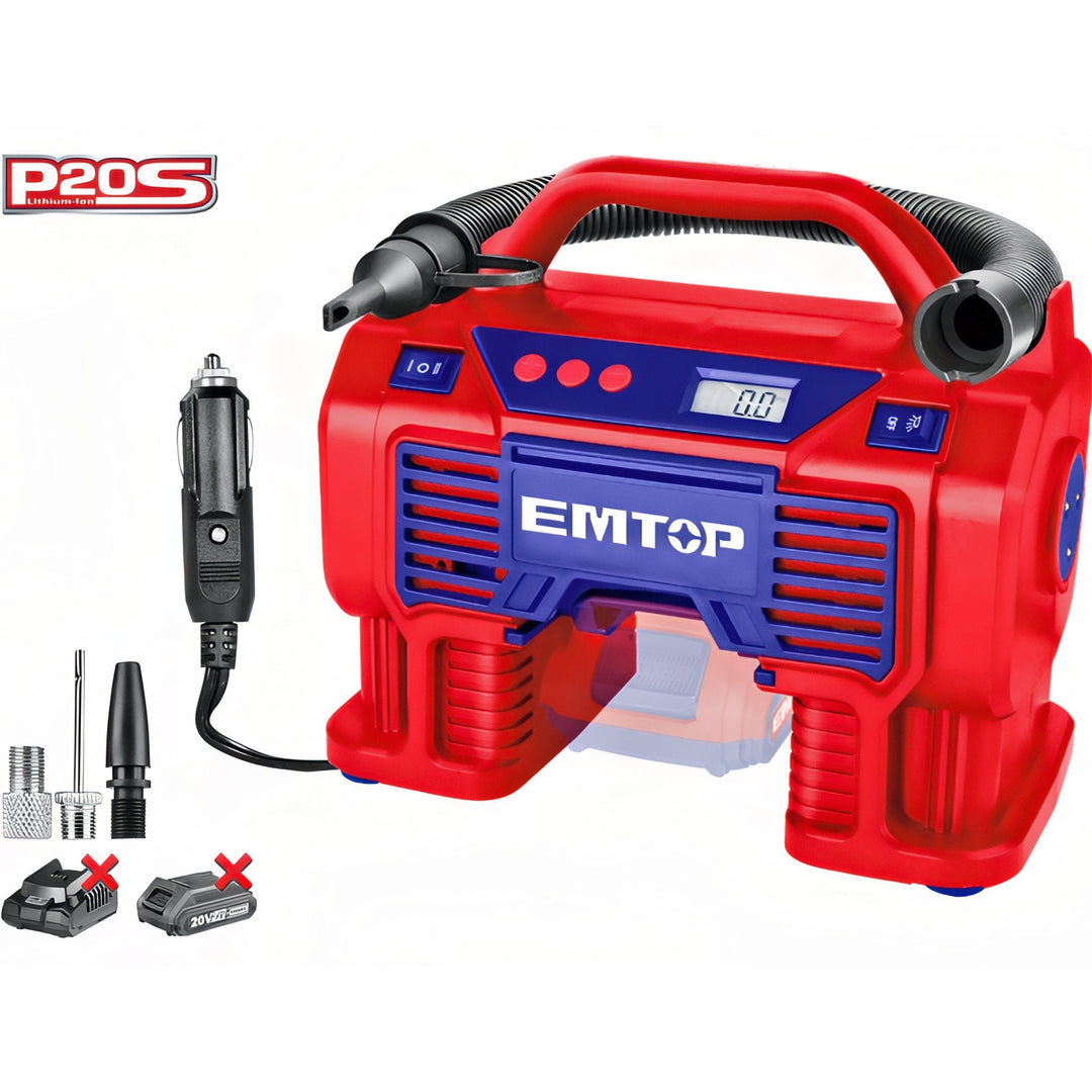 EMTOP 20V - Compresor de Aire Digital Portátil con Conector para Coche — ELAC2002