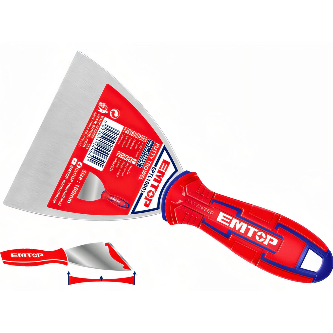 Espátula Profesional EMTOP Acero Inoxidable 100mm — EPTL10001