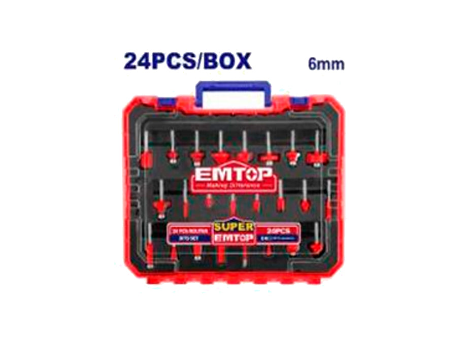 Juego de 24 fresas EMTOP ERRT24062 con vástago de 6 mm
