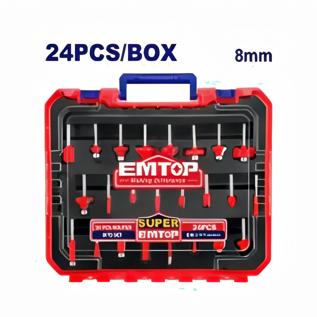 EMTOP 24 Piezas de Brocas de Fresado - Espigado Profesional 8mm — ERRT24082