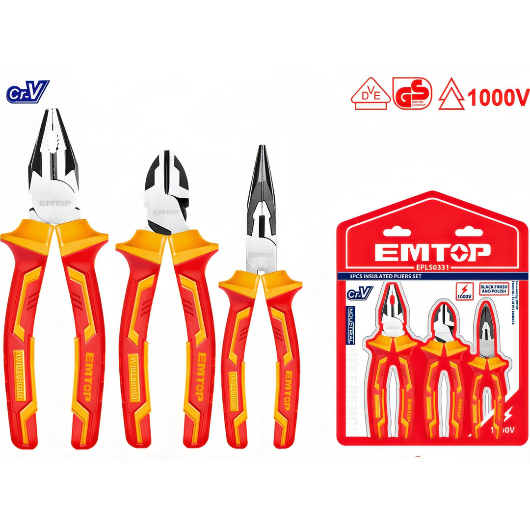 Kit Profesional de Alicates Aislantes para Electricistas - EMTOP — EPLS0331