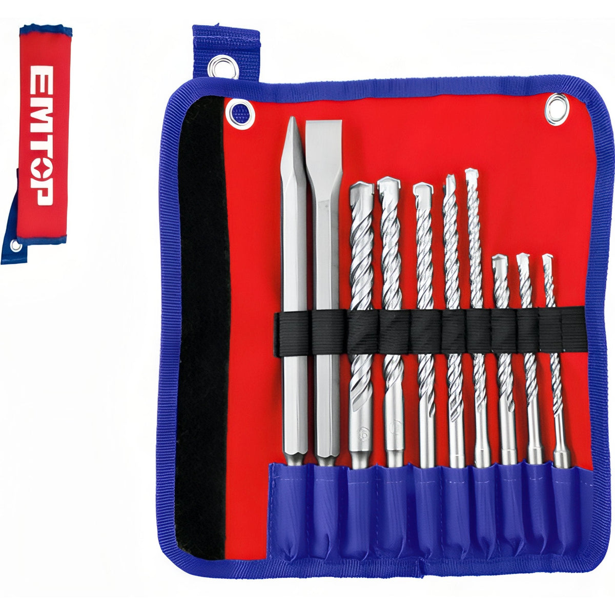 Kit EMTOP Brocas y Cinceles SDS Plus - Perforación y Cincelado — EHDR12101