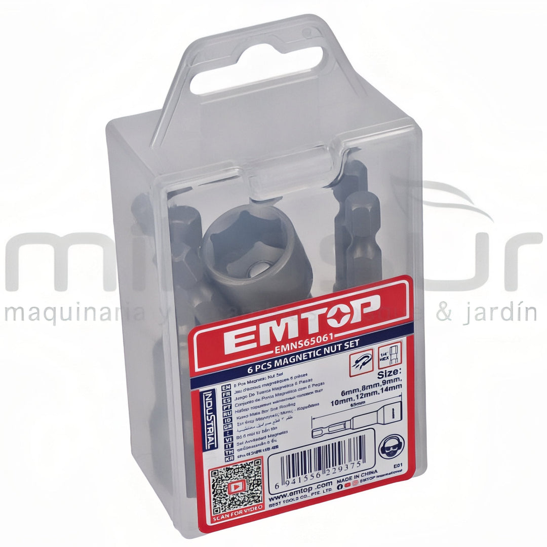 Juego de 6 puntas magnéticas EMTOP EMNS65061 — 65 mm