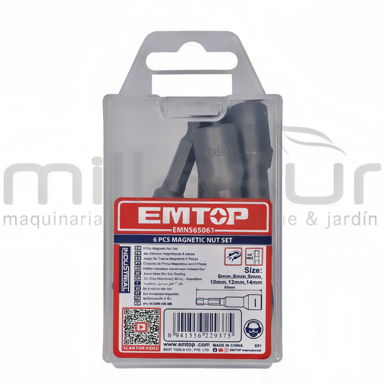 Juego de 6 puntas magnéticas EMTOP EMNS65061 — 65 mm