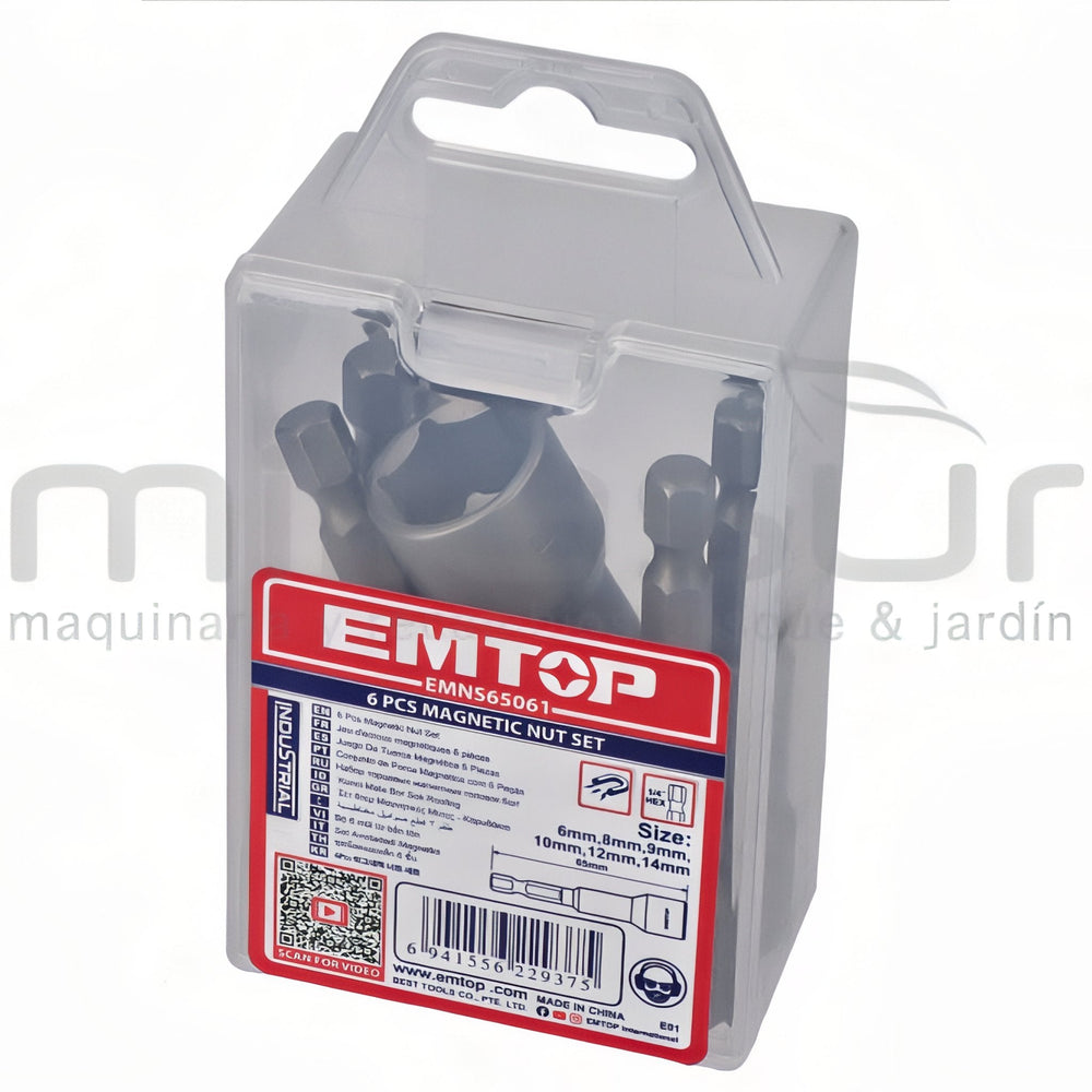 Juego de 6 puntas magnéticas EMTOP EMNS65061 — 65 mm