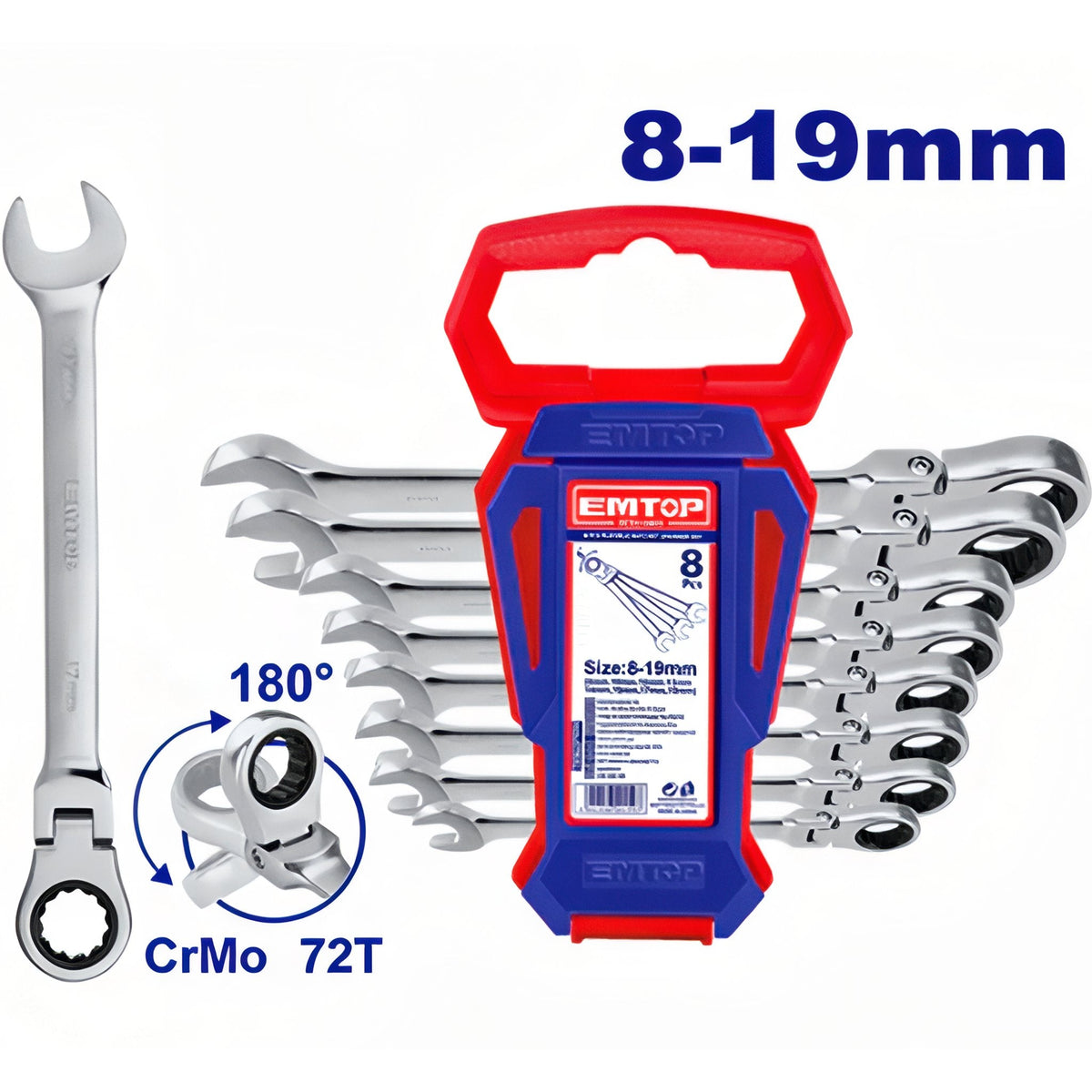 EMTOP Llaves de Ratchet Articuladas 8-19mm — ECSS10803