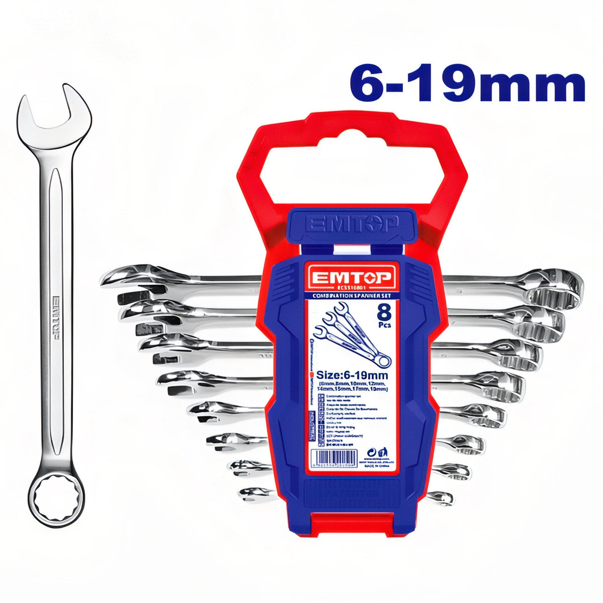 Kit de Llaves Universales EMTOP 6-19mm 8 Piezas — ECSS10801