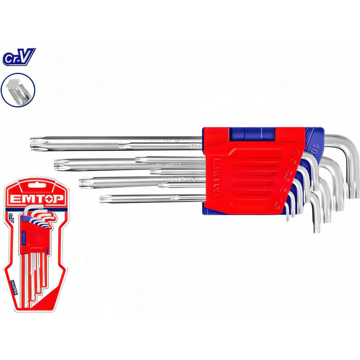 EMTOP Set - Torx Llaves 9 Piezas Profesionales CR-V (T10-T50) — EHKY3091