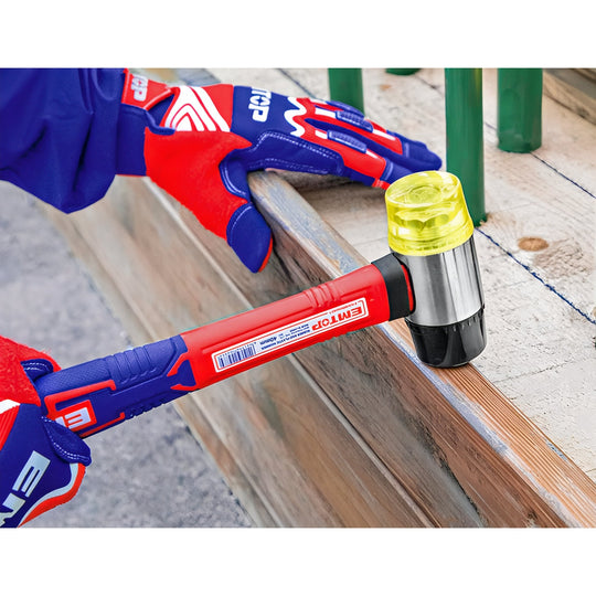 EMTOP Martillo de Goma Confort 40mm - Mango Ergonómico de Fibra de Vidrio — EHAMRH0401