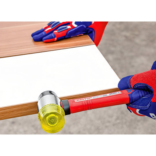 EMTOP Martillo de Goma Confort 40mm - Mango Ergonómico de Fibra de Vidrio — EHAMRH0401