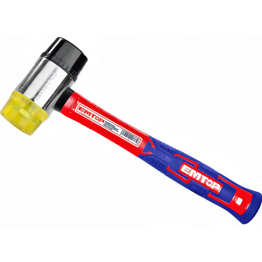 EMTOP Martillo de Goma Confort 40mm - Mango Ergonómico de Fibra de Vidrio — EHAMRH0401
