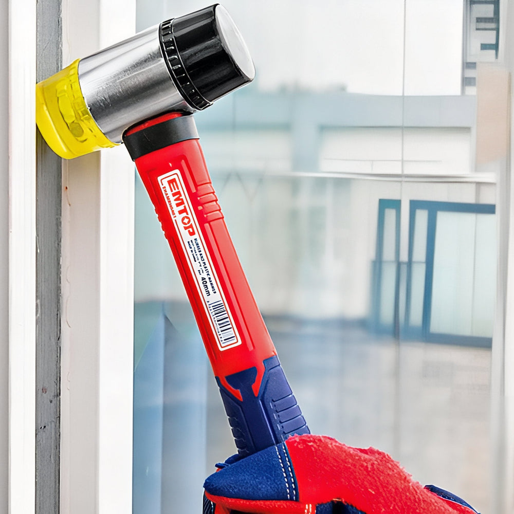 EMTOP Martillo de Goma Confort 40mm - Mango Ergonómico de Fibra de Vidrio — EHAMRH0401