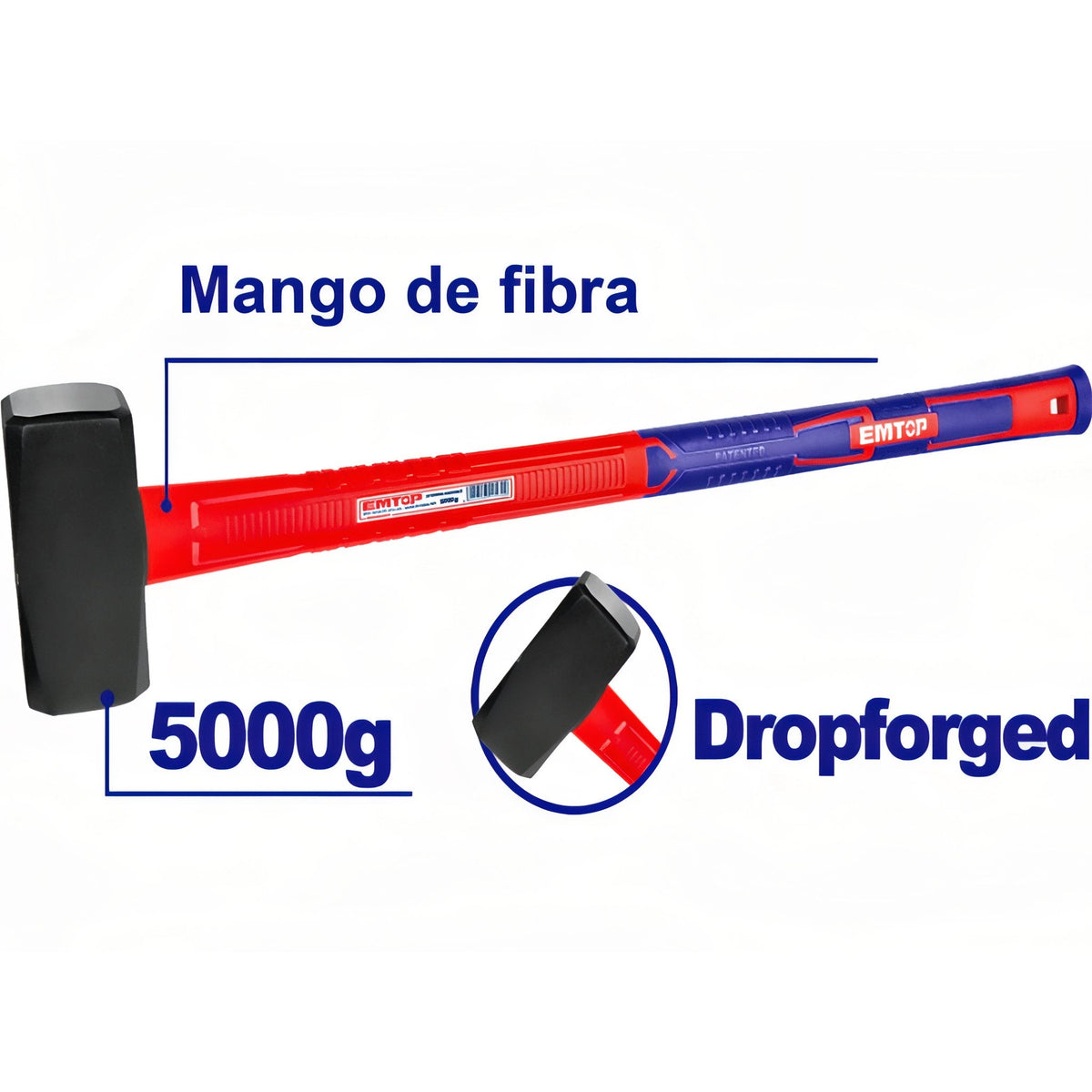 EMTOP 5KG - Martillo de Demolición con Mango de Fibra de Vidrio — EHAMSH50