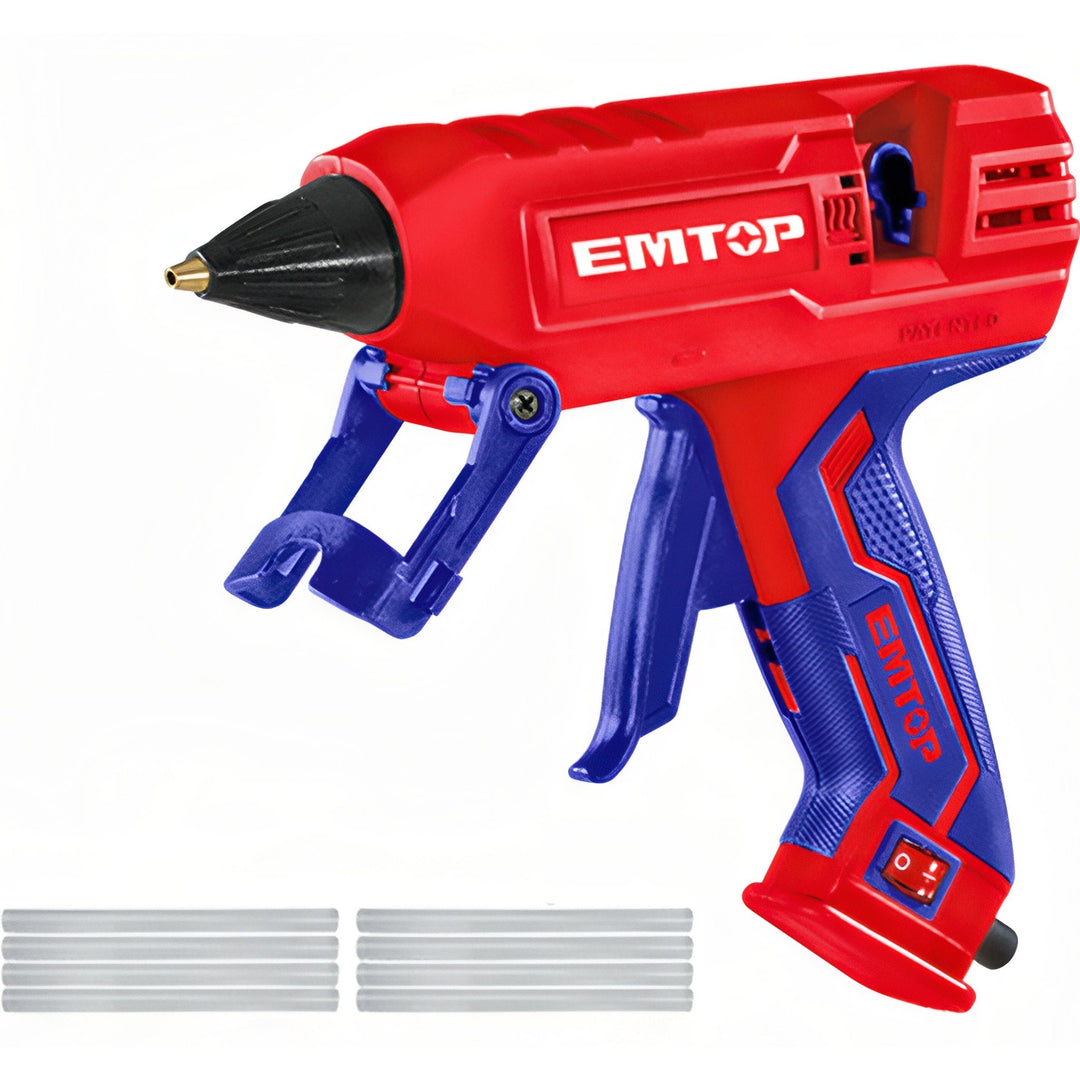 EMTOP Pistola de Silicona Eléctrica - 220W con Kit de Barras de Pegamento — EGGU3001