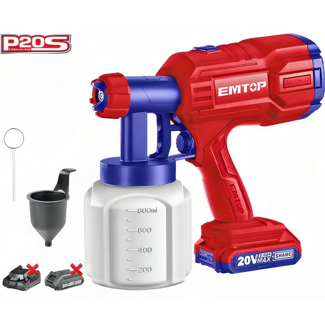 EMTOP P20s - Pistola de Pintura Inalámbrica 20V para Profesionales y Aficionados — ELSG2003