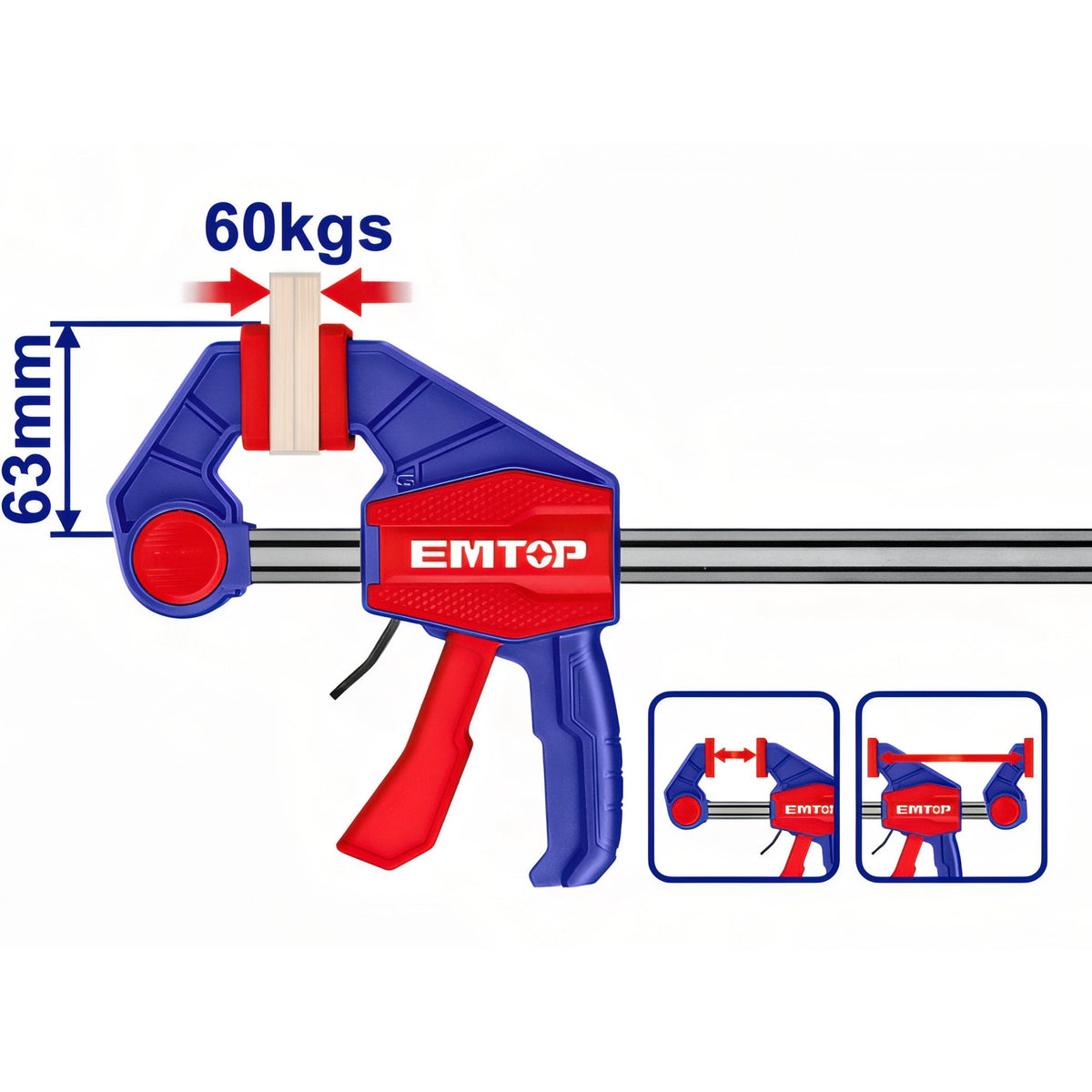 EMTOP Sargento de Apriete Rápido Profesional 63x300mm — ECLPQ60201