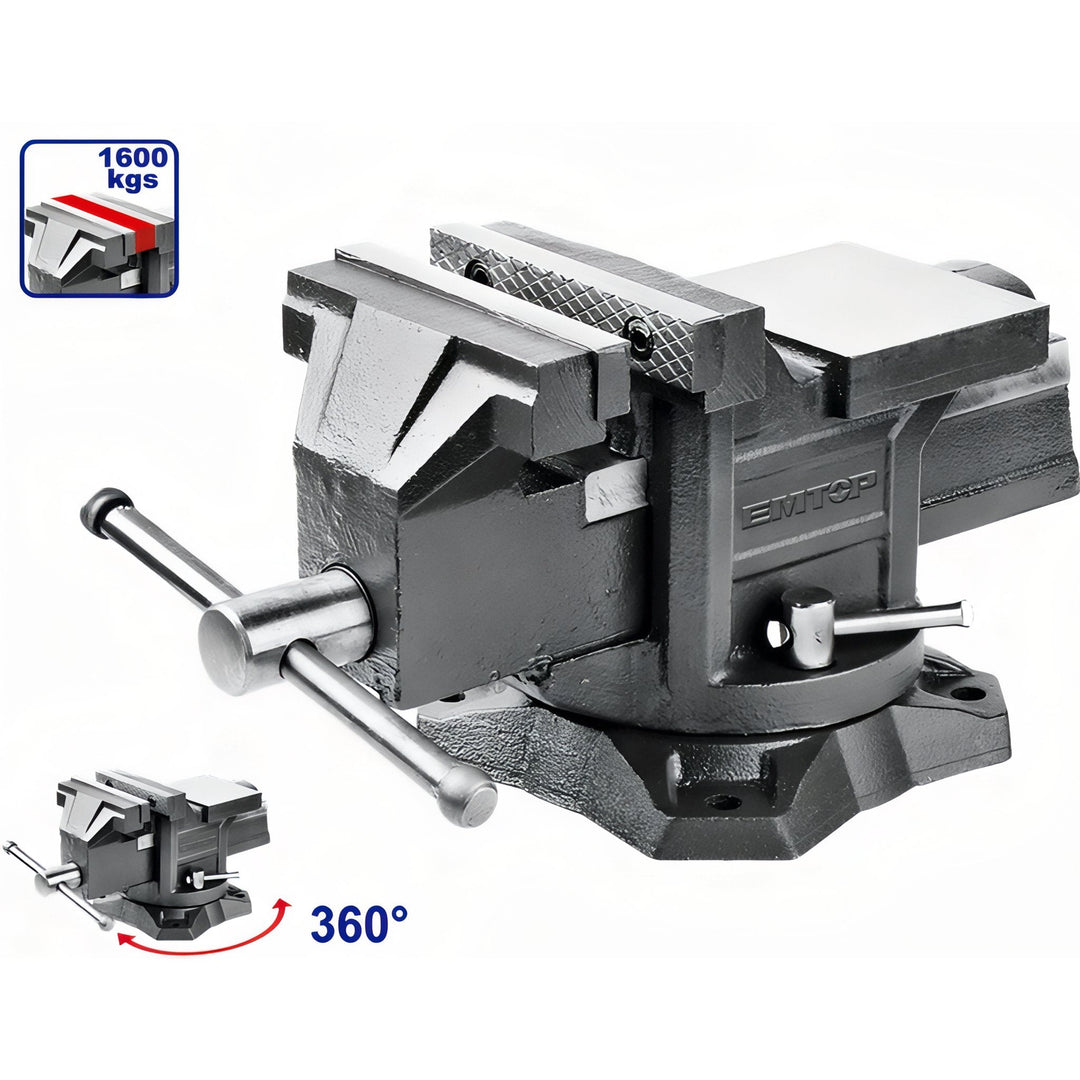 Tornillo de banco EMTOP EBVE0601 con base giratoria — 6 pulgadas